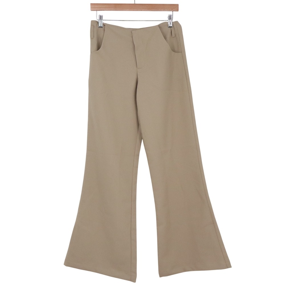 Opini Pants Womens Medium Wide Leg Tan High Rise Trousers Excellent